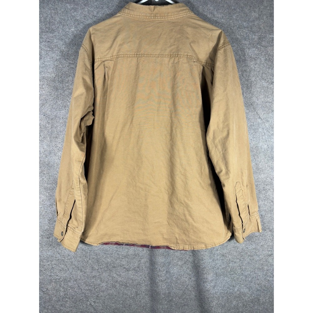 Alpine Design Mens Tan Canvas Flannel Lined Snap Front Shirt Jacket Large - Picture 12 of 12